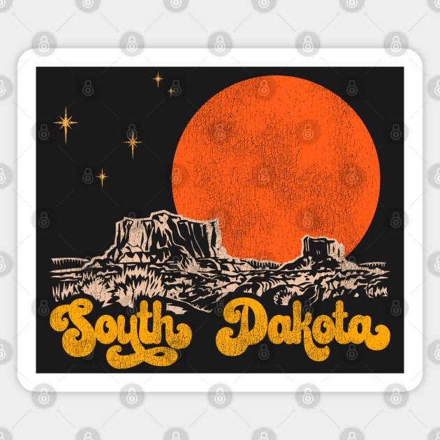 Vintage State of South Dakota Mid Century Distressed Aesthetic Sticker by darklordpug